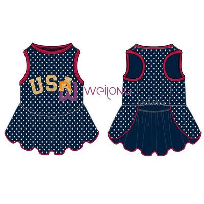 Glitter Print USA Kauçuk Yıldız CVC Jersey Köpek Elbise Erkek Özelleştirilmiş