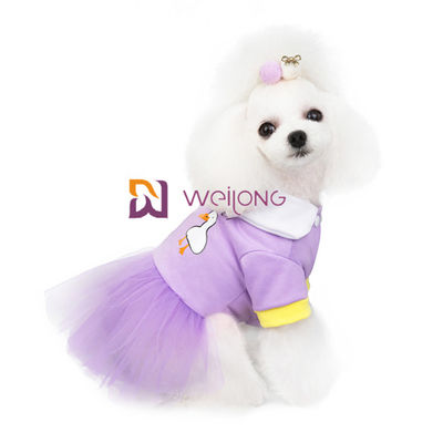 Tatlı Şeker Renkli Köpek Parti Elbisesi Pet Giyim CVC Jersey 180G Sparkly Tül Etek Ile