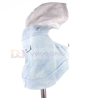 Pamuklu Denim Köpek Kapşonlu Mavi Vintage Yıkanmış Giysiler XS-XL