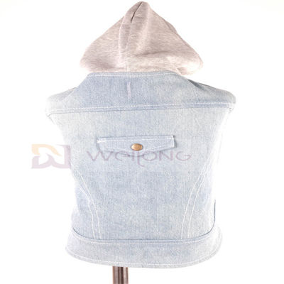 Pamuklu Denim Köpek Kapşonlu Mavi Vintage Yıkanmış Giysiler XS-XL