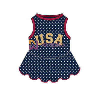 Glitter Print USA Kauçuk Yıldız CVC Jersey Köpek Elbise Erkek Özelleştirilmiş