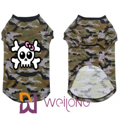 Poly Camo Skull Halloween Pet T Shirt Köpek için 100% Poly Jersey 180G