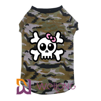Poly Camo Skull Halloween Pet T Shirt Köpek için 100% Poly Jersey 180G