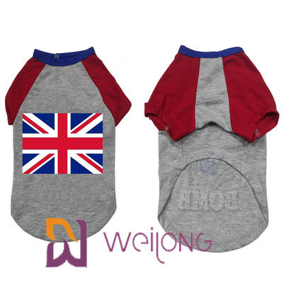 Köpekler İçin Yaz Özelleştirilebilir Pet T Shirt Kauçuk Baskı İngiltere Bayrağı
