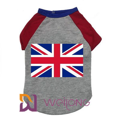 Köpekler İçin Yaz Özelleştirilebilir Pet T Shirt Kauçuk Baskı İngiltere Bayrağı