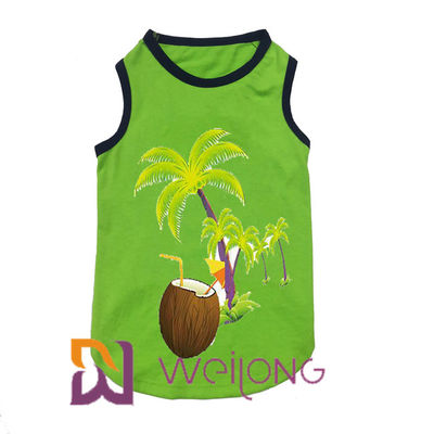 100% Pamuk Baskı Hindistan Cevizi Ağacı Esneklik Yaz Pet T Shirt Hawaii Müzik Çalındı