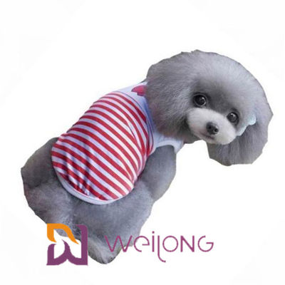 Köpek Yavrusu İçin Özelleştirilmiş Dijital Baskı Sailor Anchor Stripe Pet T Shirt% 100 Pamuk