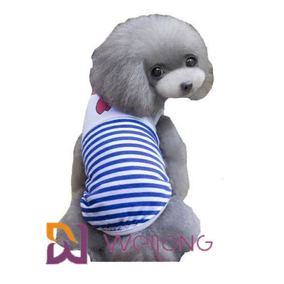 Köpek Yavrusu İçin Özelleştirilmiş Dijital Baskı Sailor Anchor Stripe Pet T Shirt% 100 Pamuk