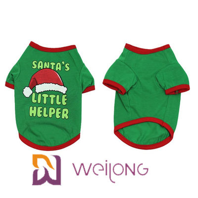 Desen Renkli Kauçuk Baskı Pet T Shirt Özelleştirilmiş Köpek Noel T Shirt