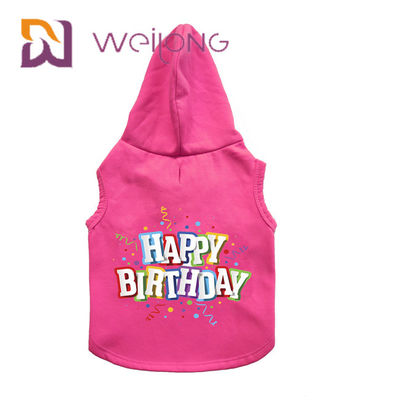 Renkli Kauçuk Baskı Doğum Günü Pet Hoodie Özelleştirilmiş Pembe Köpek Hoodie