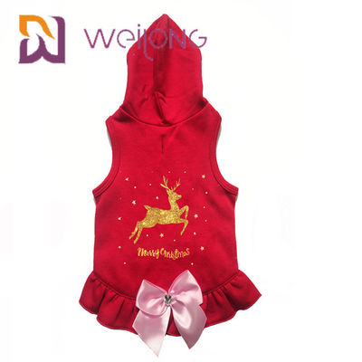 Saten Yay Baskılı Altın Geyik Köpek Kışlık Mont Köpekler kediler için Kırmızı Noel Hoodie