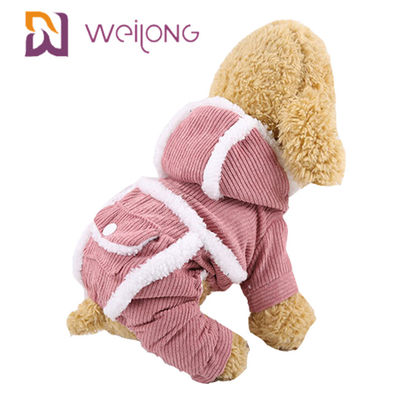 BSCI 100% Poly Corduroy Pet Pijama Köpek Giysileri Sonbahar ve Kış