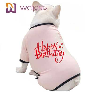 İlkbahar / Yaz Doğum Günü Pet Pijama CVC Jersey Köpek Pijamaları