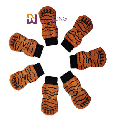 Pamuk Spandex Kaymaz Köpek Çorapları Köpeklerin pençeleri için Tiger Stripes Taklit